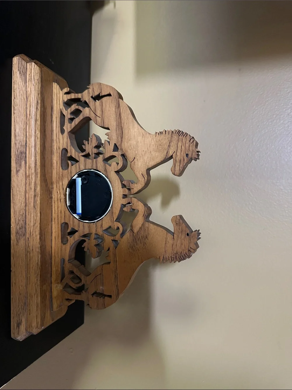 Wooden Horse Wall Clock - Natural Oak Finish